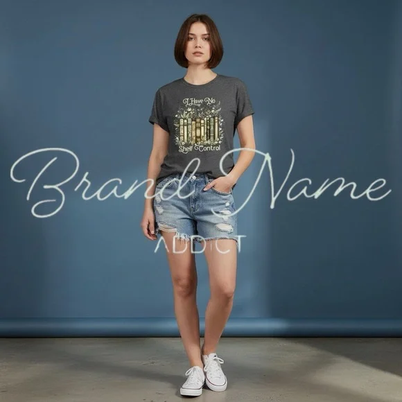 “I Have No Shelf Control” Book 100% Cotton Dark Gray Short Sleeve Tee - Picture 3 of 3